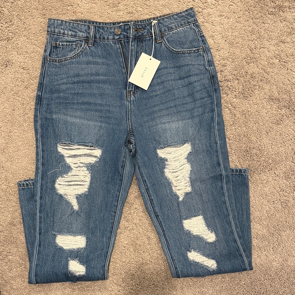 Cello Blue Ripped Boyfriend Jeans